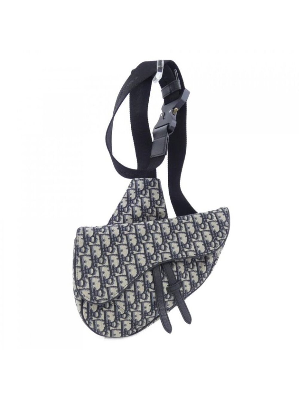 Dior Saddle Blue Jacquard Bag Black Navy Beige